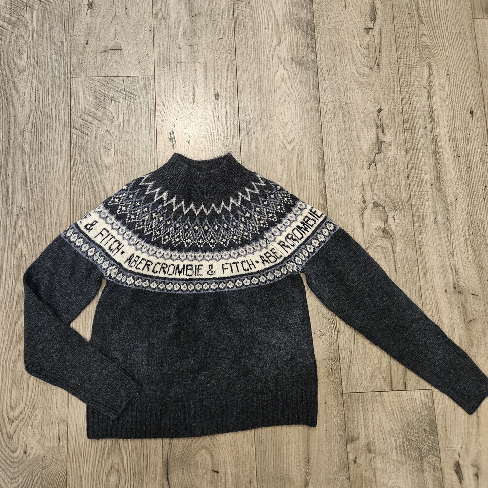 Vintage Abercrombie & Fitch Charcoal Patterned Spell Out Sweater Size S
